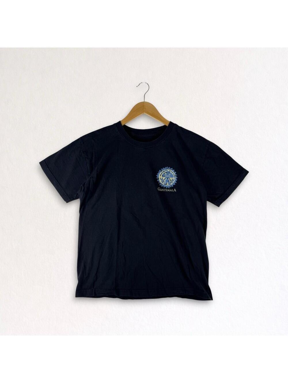 Vintage Guatemala Graphic T Shirt Mens Large Navy Blue Short Sleeve Tourist Tee